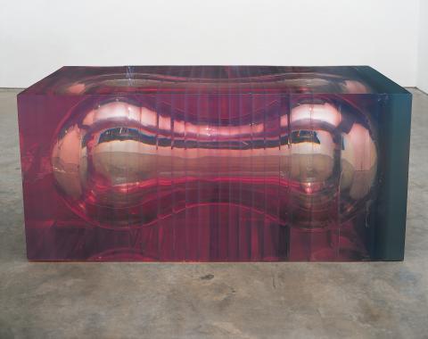 Color and form involve the viewer in Kapoor's "Resin, Air Space II."